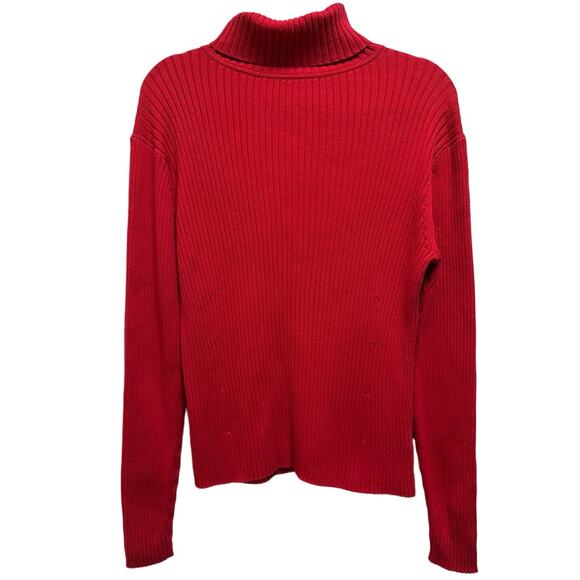 Pendleton Ribbed Knit Long Sleeve Turtle Neck Red Cotton Sweater Size XL - Picture 2 of 6